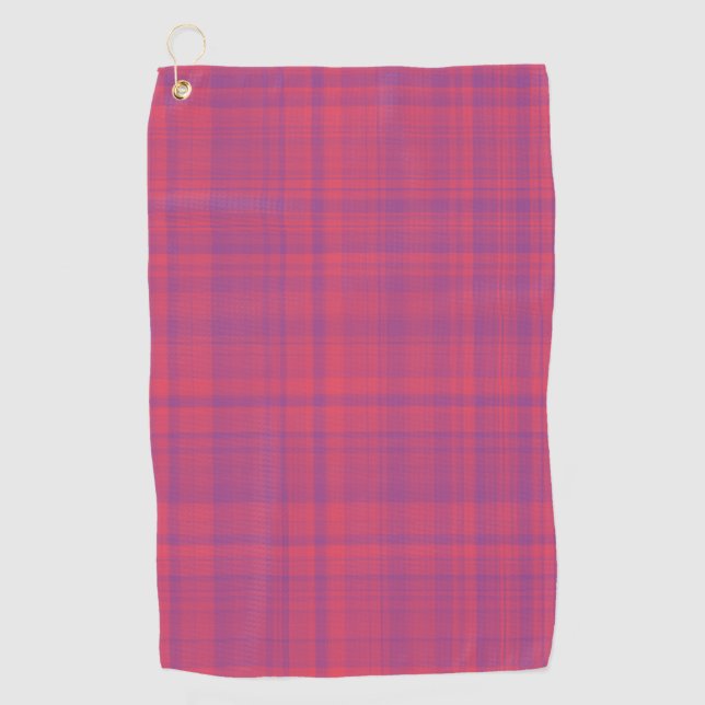 Red Purple Plaid Pattern Golf Towel (Front)