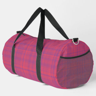 Red Purple Plaid Pattern Large Duffle Bag