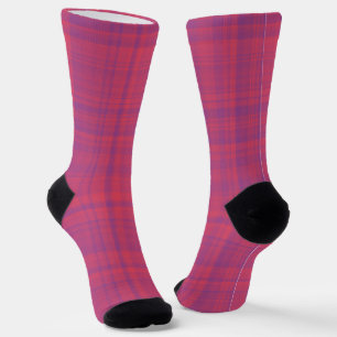 Red Purple Plaid Pattern Socks