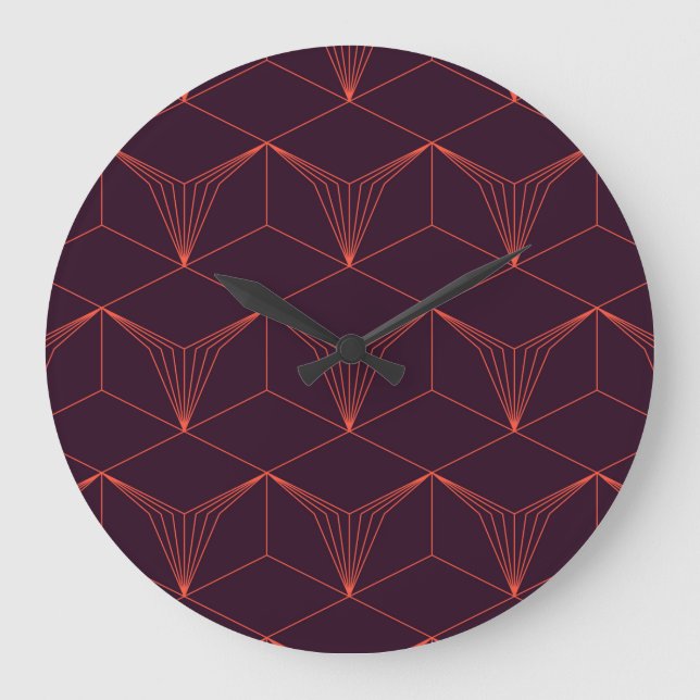 Red-purple, simple, elegant, luxurious graphic large clock (Front)