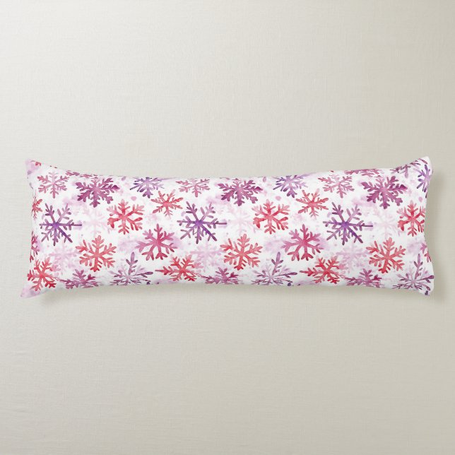Red Purple Snowflakes Christmas Body Cushion (Front)