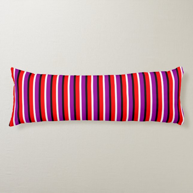 Red Purple Stripes Pattern Design Body Cushion (Front)
