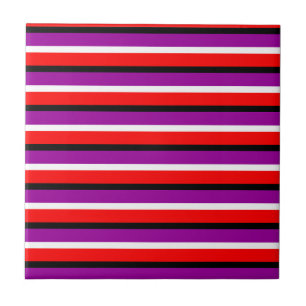 Red Purple Stripes Pattern Design Tile