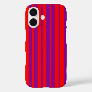 Red Purple Stylish Stripes Pattern Design iPhone 16 Case