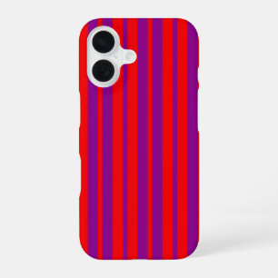 Red Purple Stylish Stripes Pattern Design iPhone 16 Case