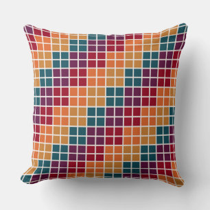 RED PURPLE TEAL ORANGE YELLOW FALL CUBES CUSHION