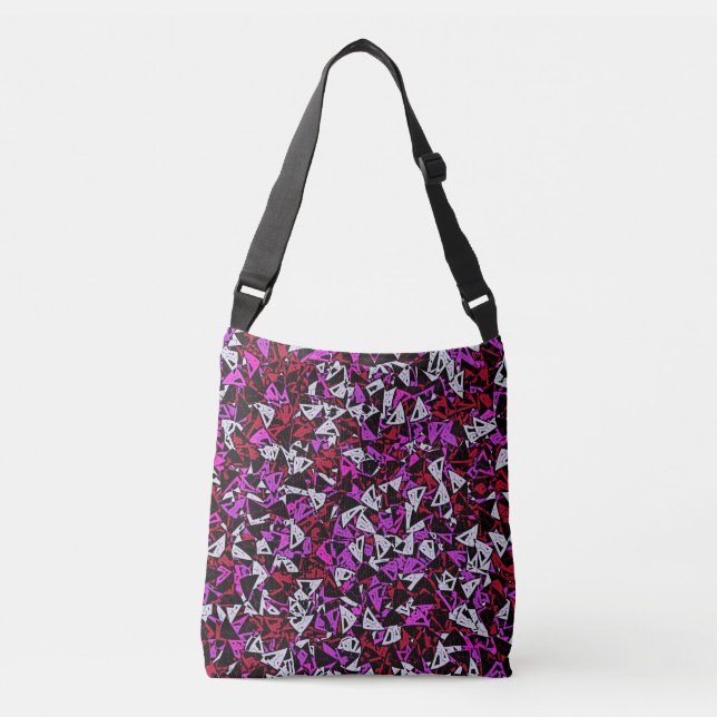 Red Purple Triangle Pattern Crossbody Bag (Front)