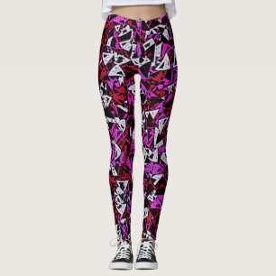 Red Purple Triangle Pattern Leggings