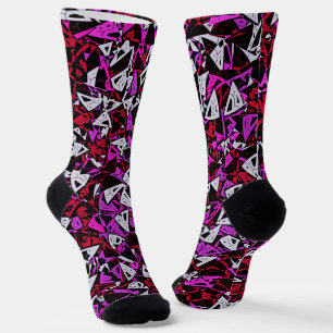 Red Purple Triangle Pattern Socks