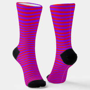 Red Purple Wavy Lines Pattern Socks