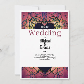 Red, purple wedding Invitation