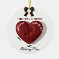Red Puzzle Heart Missing Piece Personalized Name