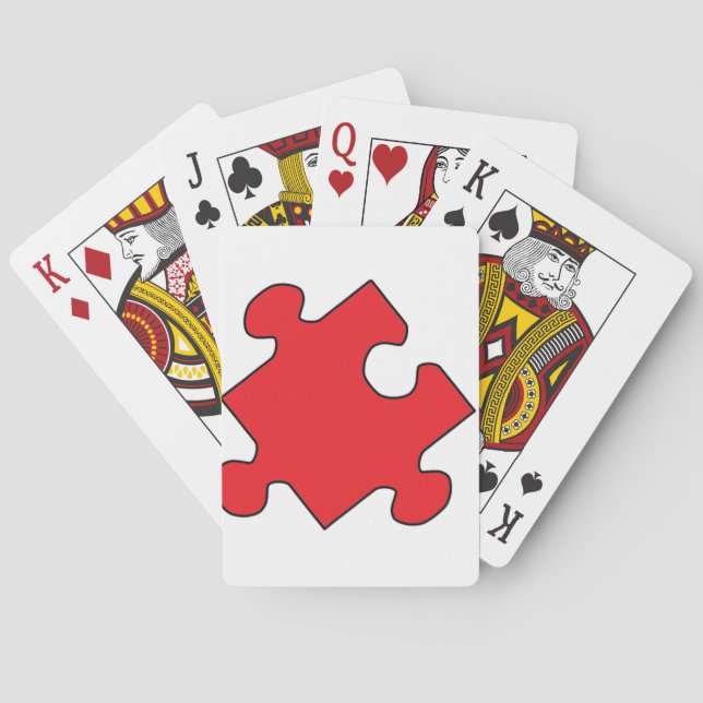 RED PUZZLE PIECE PLAYING CARDS (Back)