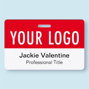 Red PVC Name Badge Horizontal Logo Staff ID Tag ID Badge