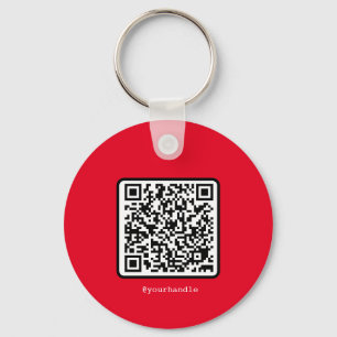 Red QR Code Key Ring Social Media Custom Monogram