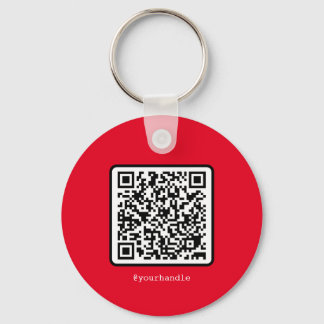 Red QR Code Key Ring Social Media Simple Modern