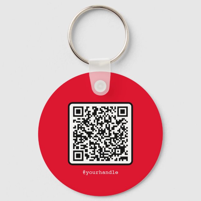 Red QR Code Key Ring Social Media Simple Modern (Front)