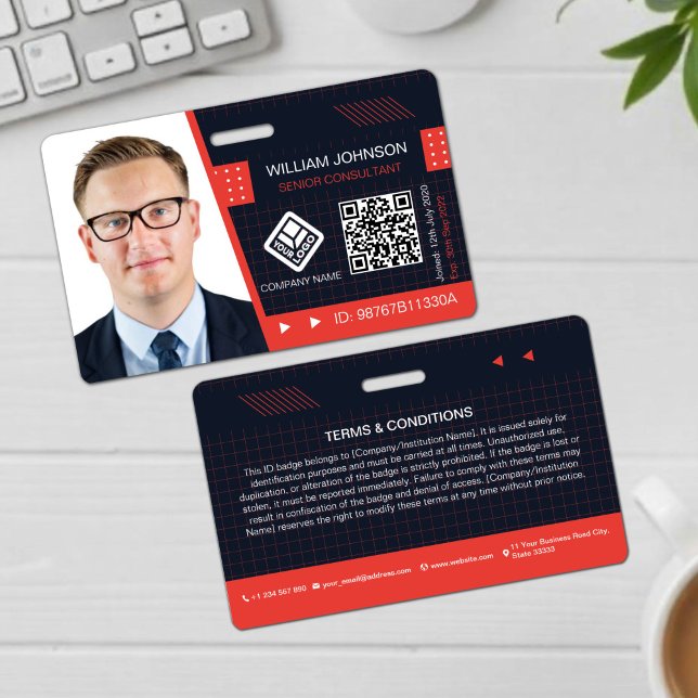 Red QR Code Photo ID Badge | Corporate Employee (Creator Uploaded)