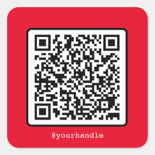 Red QR Code Simple Social Media Square Custom Square Sticker