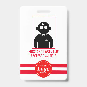 Red QR Coded V1 Employee Badge ID Badge