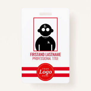 Red QR Coded V1 Employee Badge ID Badge