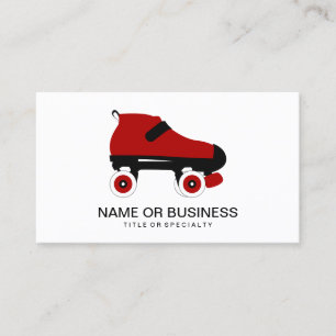 red quad roller derby skate business card