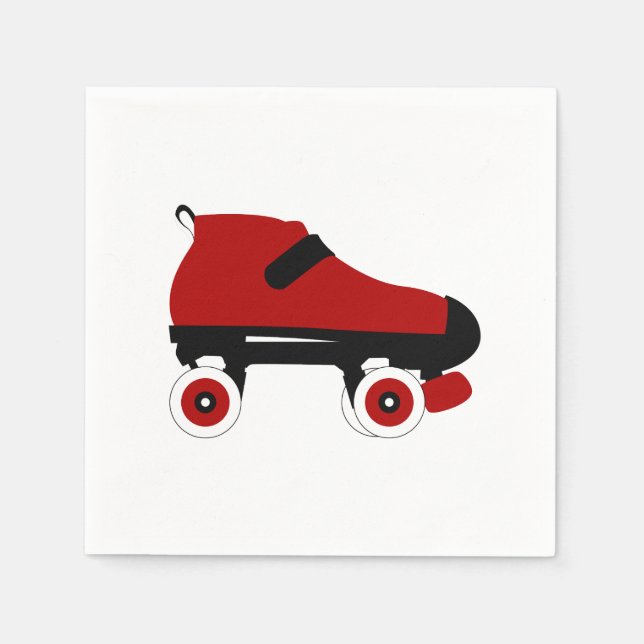 red quad roller derby skate napkin (Front)