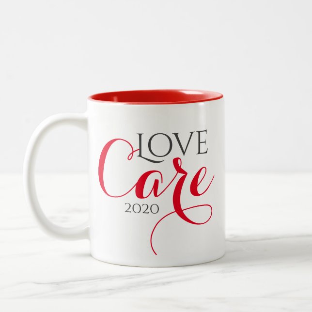 Red Quarantine Love and Care Mug (Left)