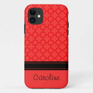Red Quatrefoil Pattern iPhone 11 Case