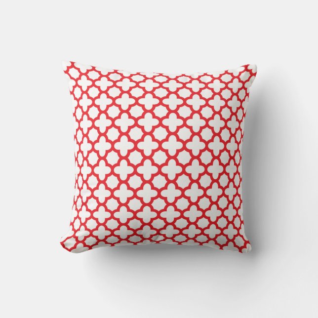 Red Quatrefoil Pattern Cushion (Front)