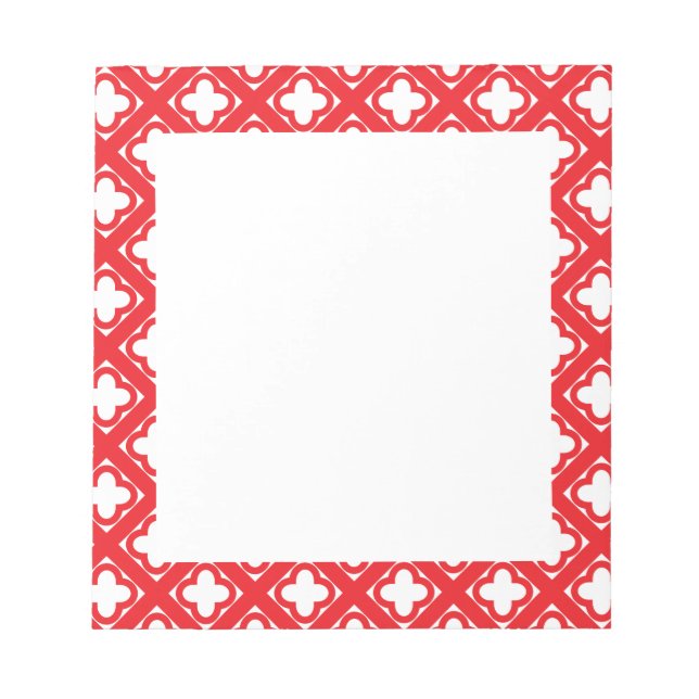 Red Quatrefoil Pattern Notepad (Front)