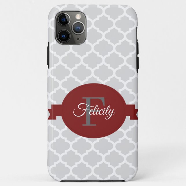 Red Quatrefoil Personalised Case-Mate iPhone Case (Back)