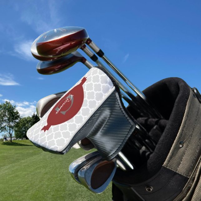 Red Quatrefoil Personalised Golf Head Cover (Red Quatrefoil Personalized Golf Head Cover)
