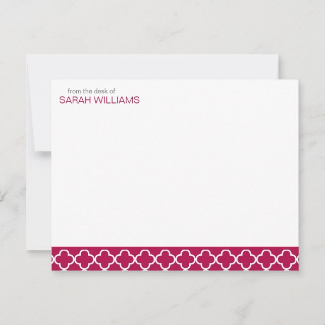 Red Quatrefoil Thank You Notes Invitation (Front)
