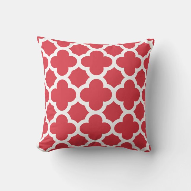 Red Quatrefoil Throw Pillow (Front)