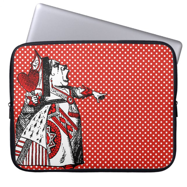 Red Queen of Hearts Alice in Wonderland Polka Dots Laptop Sleeve (Front)