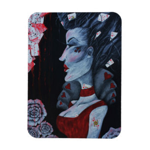 Red Queen Of Hearts Alice Wonderland Fantasy Art Magnet