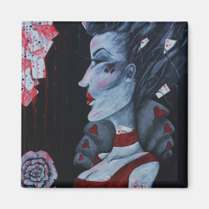 Red Queen Of Hearts Alice Wonderland Fantasy Art Magnet