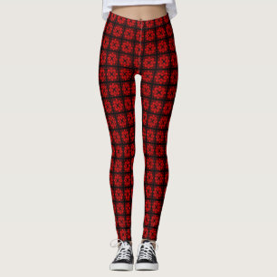 Red Quilted Spandex Leggings