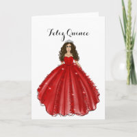 Red Quinceanera - Feliz Quince Birthday Card