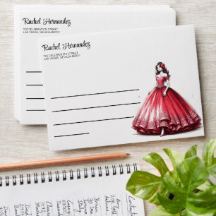 Red Quinceañera Girl Envelope