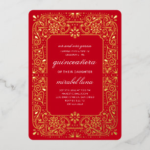 Red Quinceañera invitaciones Foil Invitation