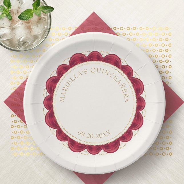 Red Quinceanera Paper Plate (Creator Uploaded)