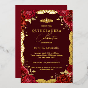 Red Quinceanera Rose Gold Lace Birthday