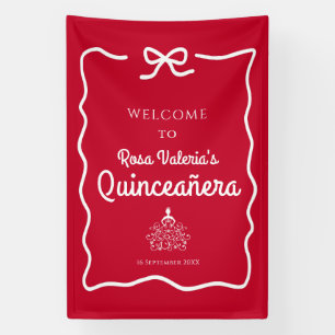 Red Quinceañera Welcome  Banner