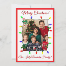 Red/R Christmas Card with Lights and photographs