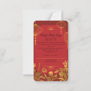 Red R.S.V.P card that is in English/Vietnamese