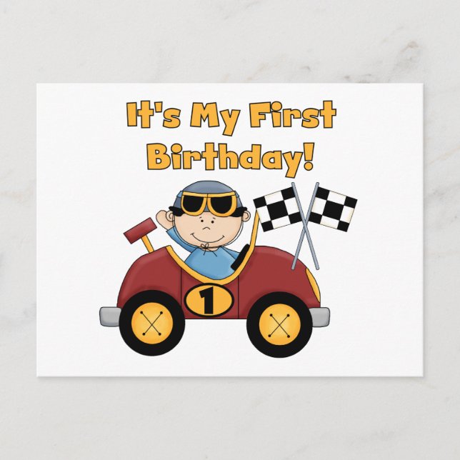 Red Race Car 1st Birthday Tshirts and Gifts Postcard (Front)