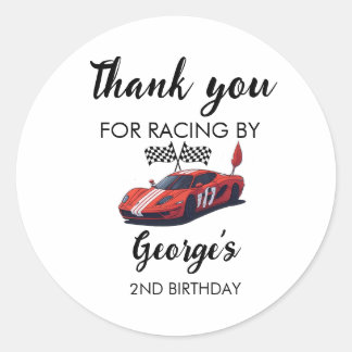 Red Race Car 2nd Birthday Classic Round Sticker