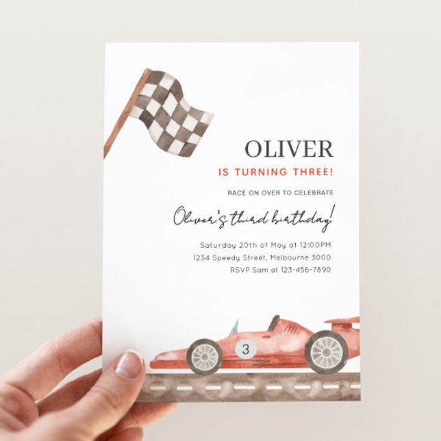 Red Race Car 3rd Birthday, Any Age Boys Racing Invitation (Creator Uploaded)